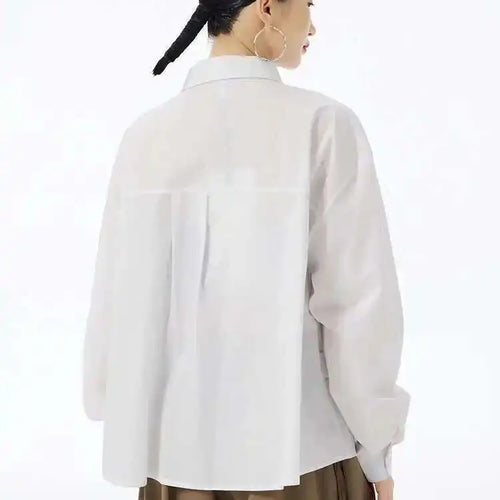 Load image into Gallery viewer, Women White False Pocket Big Size Casual Blouse New Lapel Long Sleeve Shirt Fashion Tide Spring Autumn 2025 1DH6683
