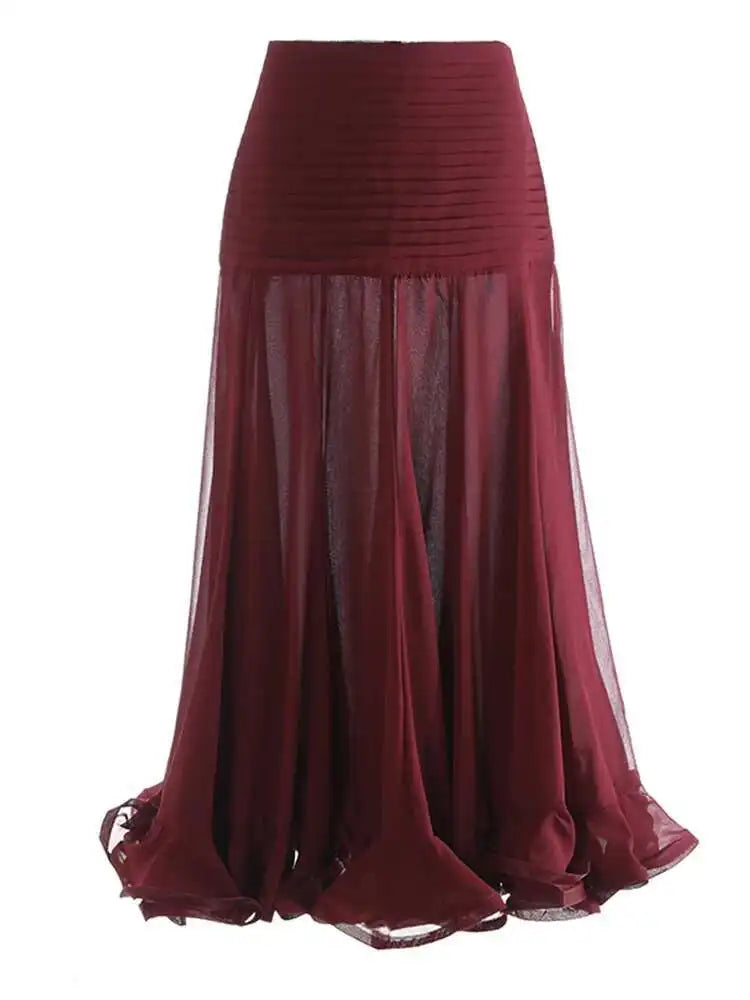 High Waist Black Pleated Chiffon Mesh Elegant Long Half-body Skirt Women Fashion Tide New Spring Autumn 2025 1DH9156