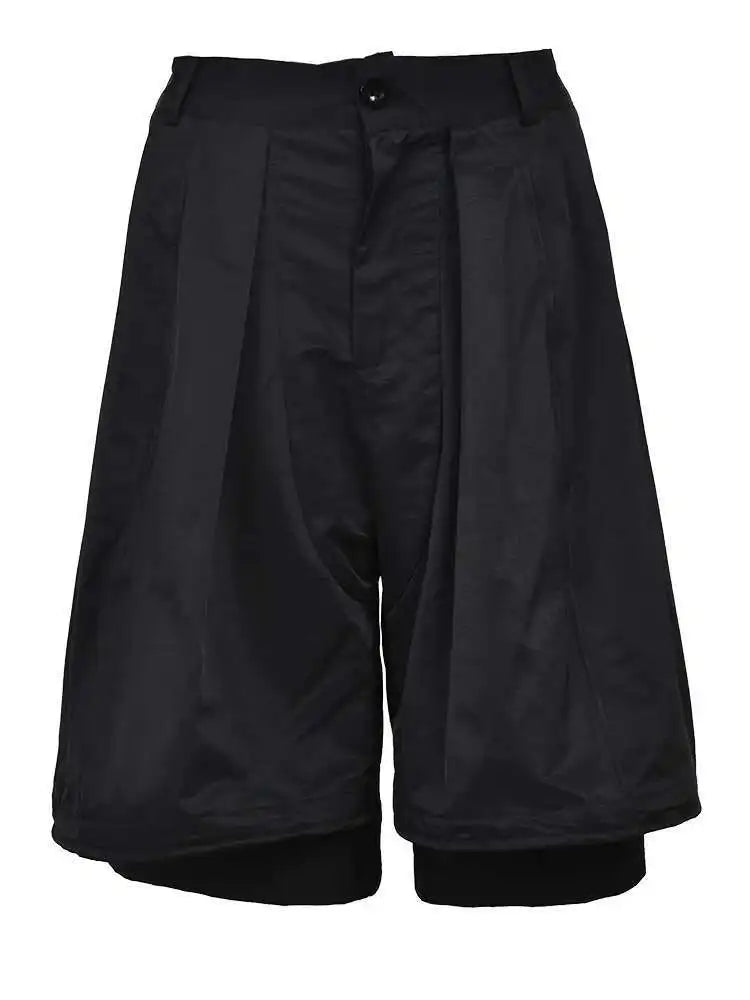 High Waist Black Pleated Shaped Knee Length Pants New Loose Fit Trousers Women Fashion Tide Spring Summer 2025  1DF9708