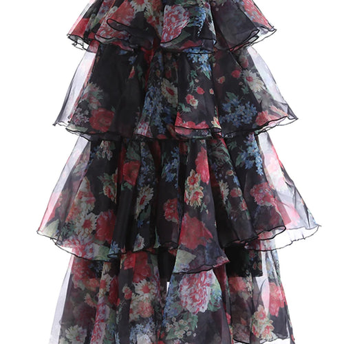 Load image into Gallery viewer, High Elastic Waist Red Printed Organza Layers Cake Half-body Skirt Women Fashion Tide New Spring Autumn 2025 1DJ1174
