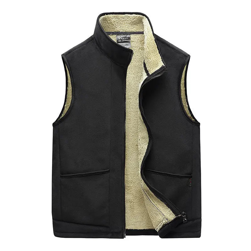 Cashmere Waistcoat Men Vest Jacket Autumn Winter Casual Sleeveless Jacket Men Warm Fleece Mens Vest Jacket Thick Men's Vest Plus