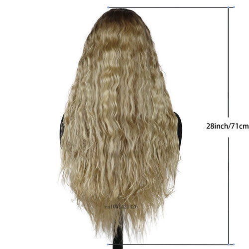 Load image into Gallery viewer, Synthetic Hair Long Curly Wavy Wigs for Black Women Gradient Blonde Color Ombre Wigs Cosplay Carnival Party Hair Replacement Wig
