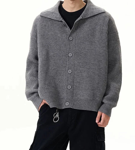 Trendy Male Sweater Spring Lapel Solid Color Design Menwear American Style Knitting Men Clothing Spring Trend 9W1465