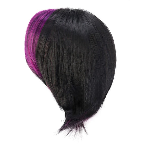 Load image into Gallery viewer, Short Bob Wigs for Women Synthetic Hair Black Mix Purple Wig Costume Party Straight Wigs Pixie Cuts The Bobs Highlights Female
