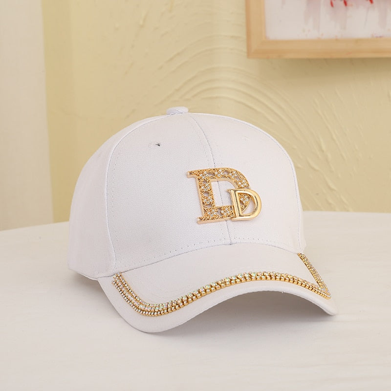 Women Hat Double D Decoration Shining Baseball Cap Female Adjustable Casual Outdoor Streetwear Hat