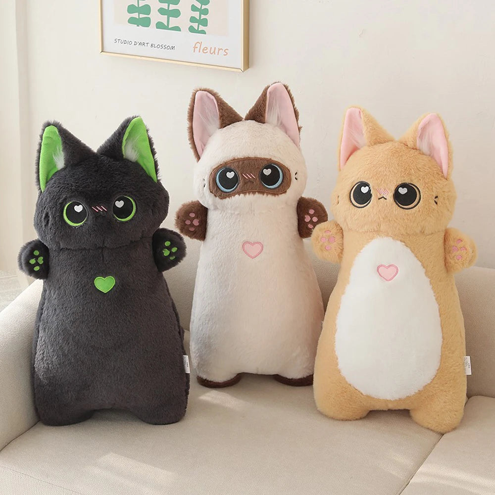 1pc 55CM Kawaii Siamese Cat Orange Cat Plush Toys Stuffed Soft Long Animal Pillow Blue Cat Piggy Plush Cushion Child Cute Gift