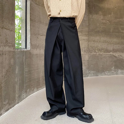 Load image into Gallery viewer, Men&#39;s Trousers Baggy Casual Pants Autumn New Pleated Double Waistband Niche Design Trend Korean Straight Leg Pants 9C2189
