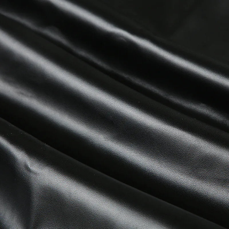 Ruched PU Leather Sexy Tank Tops For Women Fashion Oblique Shoulder Sleeveless Backless Skinny Crop Tops Elegant