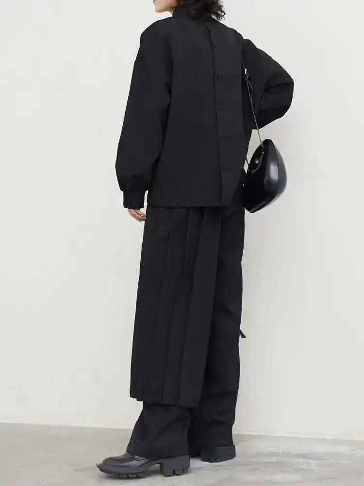 Pleated Sweatshirt Wide Leg Pants Three Piece Suit New Round Neck Long Sleeve Women Fashion Spring Autumn 2025 1DH1410