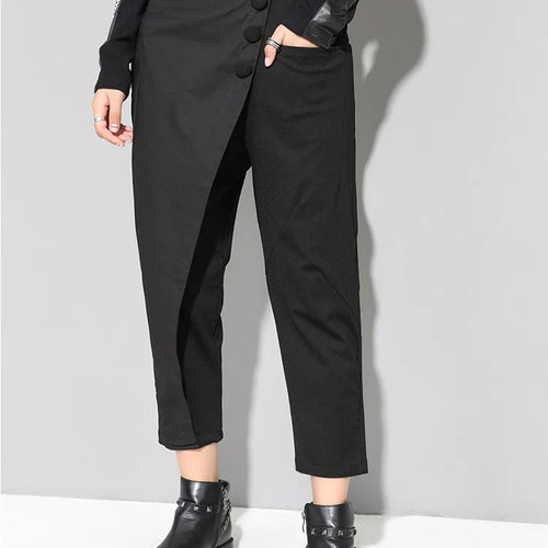Load image into Gallery viewer, High Elastic Waist Black Asymmetric Casual Pants New Loose Fit Trousers Women Fashion Tide Spring Autumn 2025 1DF4648
