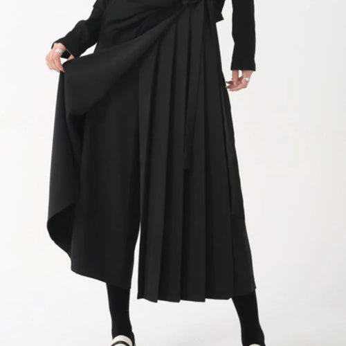 Load image into Gallery viewer, High Elastic Waist Bandage Pleated Elegant Wide Leg Pants New Trousers Women Fashion Tide Spring Autumn 2025 1DH9564
