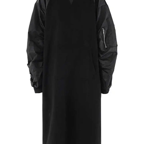 Load image into Gallery viewer, Women Army Green Color-block Big Size Midi Dress New Round Neck Long Sleeve Fashion Tide Spring Autumn 2025 CPG2092
