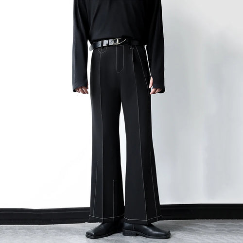 Load image into Gallery viewer, Business Casual Men&#39;s Suit Jackets Belt Solid Color Bright Line Desigh Droop Straight Wide Leg Male Bottom Simple 9C9237
