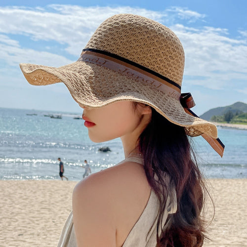 Load image into Gallery viewer, Summer Hats For Women Fashion Bow Design Straw Hat  Sun Hat Travel Beach Hat
