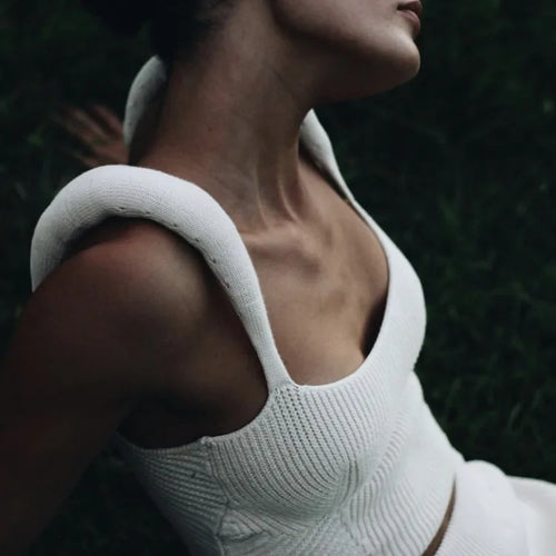 Load image into Gallery viewer, Backless Knit Sweater Crop Tops For Women Vest Fashion Spaghetti Strap Sleeveless Knitted Tank Tops Ladies Camis Tops
