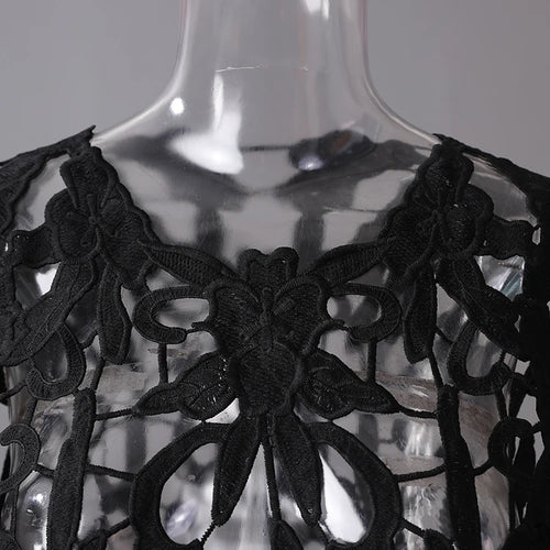 Load image into Gallery viewer, Women Black Lace Hollow Out Perspective Big Size Dress New Round Neck Sleeveless Fashion Tide Spring Summer 2025 1DJ0243
