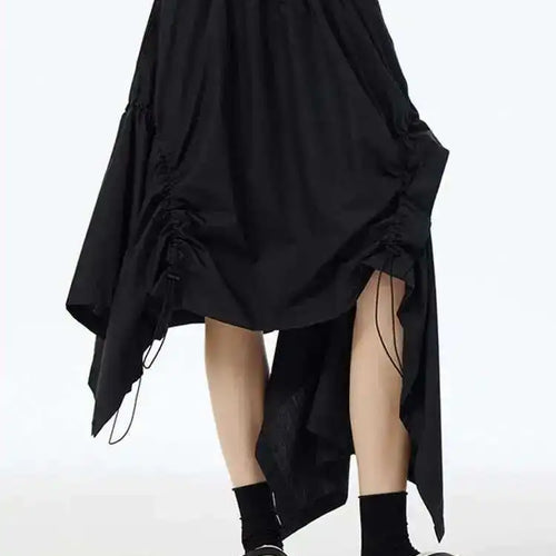 Load image into Gallery viewer, High Elastic Waist Green Irregular Hem Drawstring Half-body Skirt Women Fashion Tide New Spring Autumn 2025 1DH6545
