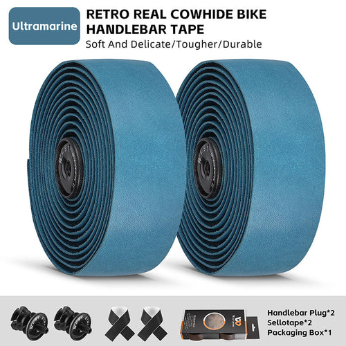 Load image into Gallery viewer, Genuine Leather Handlebar Tape For Road Bike Retro Color Drop-Bar Bike Handlebar Winding Gravel Bicycle Accessories
