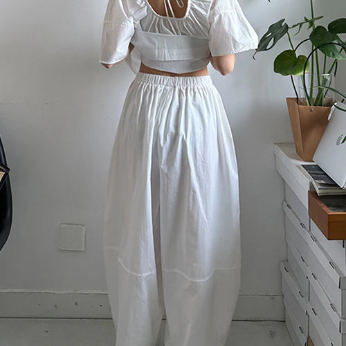 Load image into Gallery viewer, High Elastic Waist White Brief Pocket Wide Leg Casual Pants New Trousers Women Fashion Tide Spring Autumn 2025 1DJ1590
