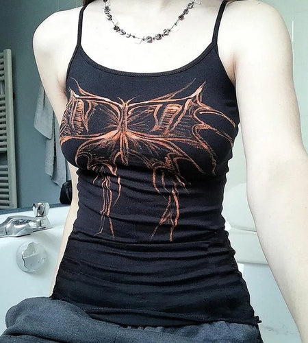 Butterfly Top Summer Women Graphic T Shirts Cute Kawaii Sleeveless Camisole Gothic Clothes y2k E Girl Punk Style Camis