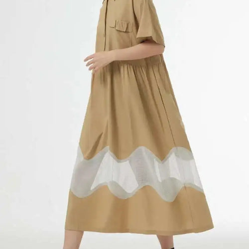 Load image into Gallery viewer, Women Blue Perspective Big Size Shirt Dress New Lapel Short Sleeve Loose Fit Fashion Tide Spring Summer 2025 1DF8791
