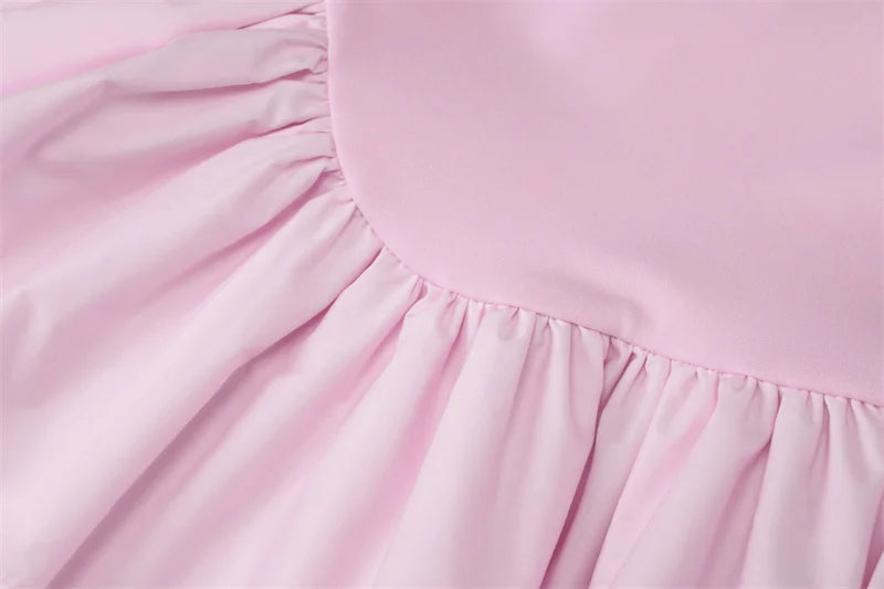 Halter V Neck Ruffle Mini Dress Women Robe Summer New Patchwork Spaghetti Strap Sleeveless High Waist A-line Dress