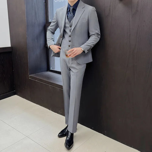 Load image into Gallery viewer, Men's Suit Three-piece New Spring Men's Set Blazer Single Breasted Vest Slim Pants Business Casual Solid Color 9W1573
