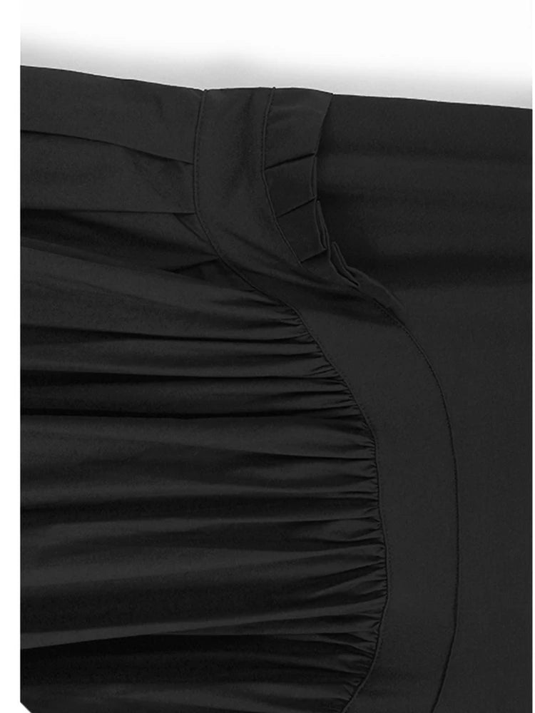 Women Blue Ruffles Spliced Pocket Big Size Midi Dress New Round Neck Short Sleeve Fashion Tide Spring Summer 2025 1DJ1325