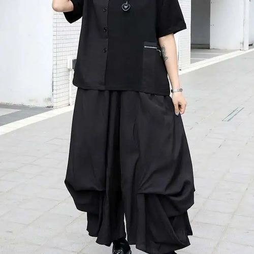 Load image into Gallery viewer, High Elastic Waist Black Brief Pleated Long Wide Leg Pants New Trousers Women Fashion Tide Spring Autumn 2025 1DJ0224
