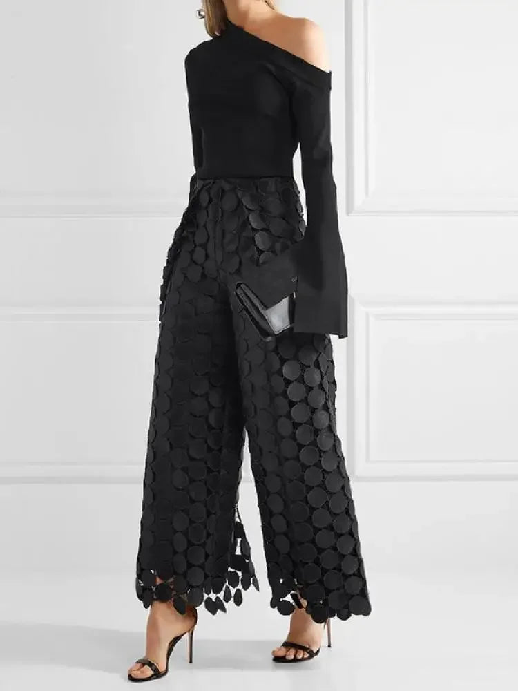 Women Asymmetric Black One-Shoulder Causal T-Shirts Spring Long Sleeves Simple Skinny Tops Pullovers 2024 New