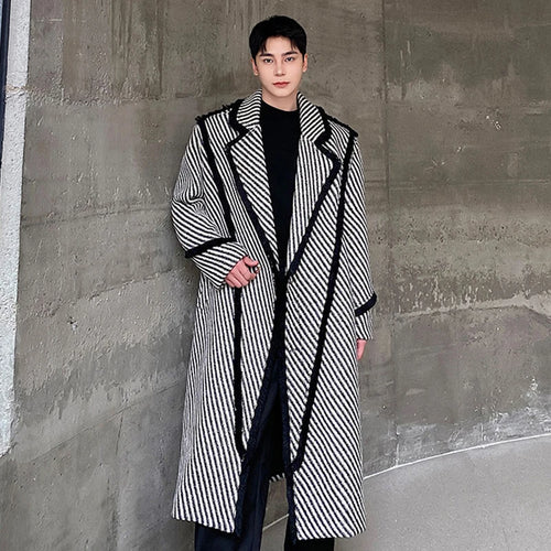 Load image into Gallery viewer, Winter Men&#39;s Woolen Long Coat Thickened Weave Twill Lapel Wool OverCoat Korean Style Windbreaker Trend Autumn 9C3302
