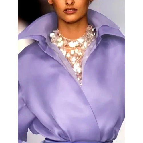 Load image into Gallery viewer, Women&#39;s Luxury Blouse Shirts Fall Clothes 2024 Woman False Two Split-Joint Lapel Autumn Evening Party Romantic Tops
