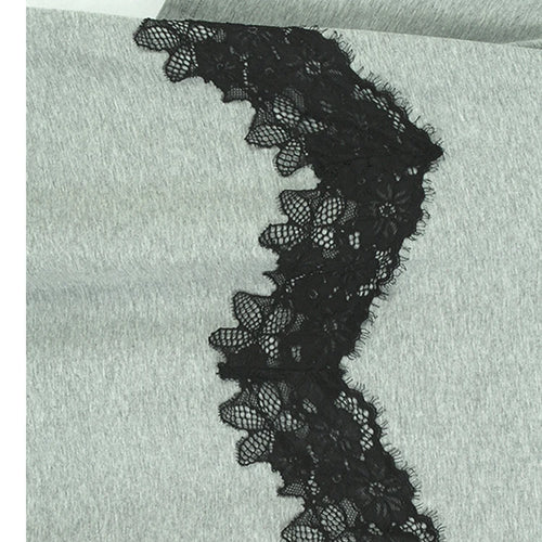 Load image into Gallery viewer, Women Gray Lace Color-block Big Size Midi Dress New Round Neck Short Sleeve Fashion Tide Spring Summer 2025 1DJ0921
