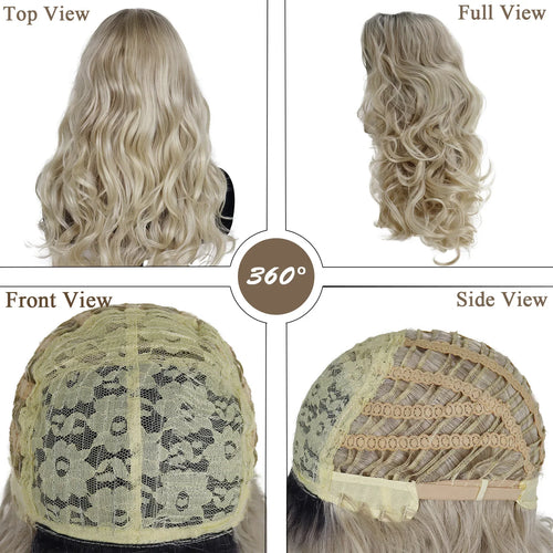 Load image into Gallery viewer, Synthetic Long Blonde Wigs for White Women Dark Roots Curly Wig Wavy Hairstyles Natural Wigs Cosplay Carnival Party Drag Queen
