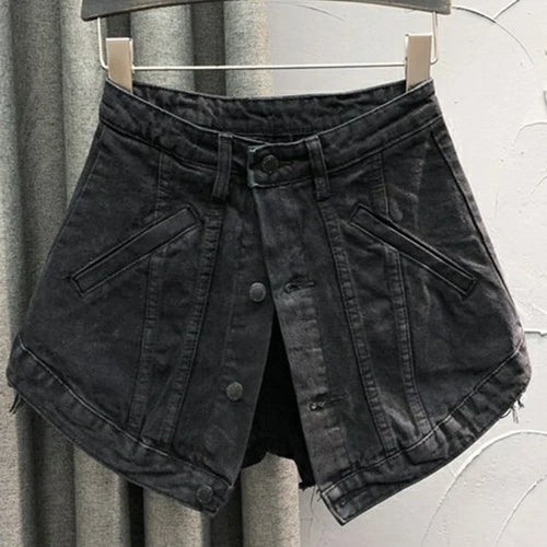 Load image into Gallery viewer, Solid Denim Shorts For Women High Waist Patchwork Minimalist Streetwear Short Pants Female Clothing Style
