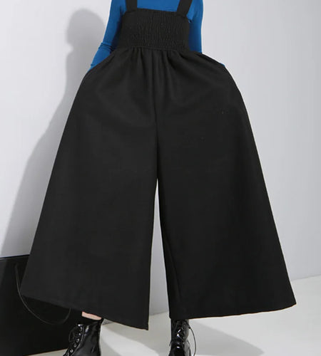 Women  Strap Vintage Pleated High Waist Ankle-length Wide Leg Pants New Autmn Winer Loose Fashion 2025  Tide OB198