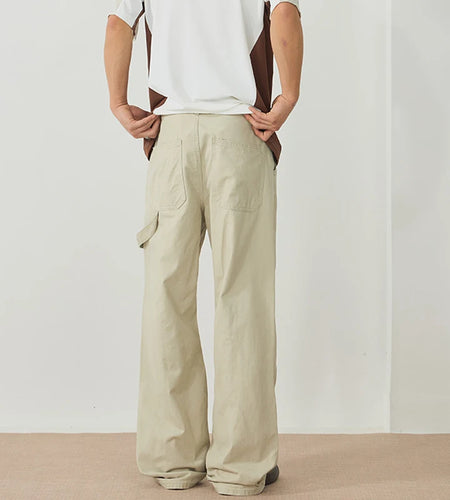 Men's Cargo Pants New American Style Folding Design Silhouette Micro Flared Niche Trendy Soldi Color Male Bottoms 9W1897