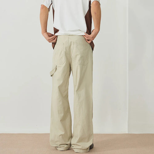 Load image into Gallery viewer, Men's Cargo Pants New American Style Folding Design Silhouette Micro Flared Niche Trendy Soldi Color Male Bottoms 9W1897
