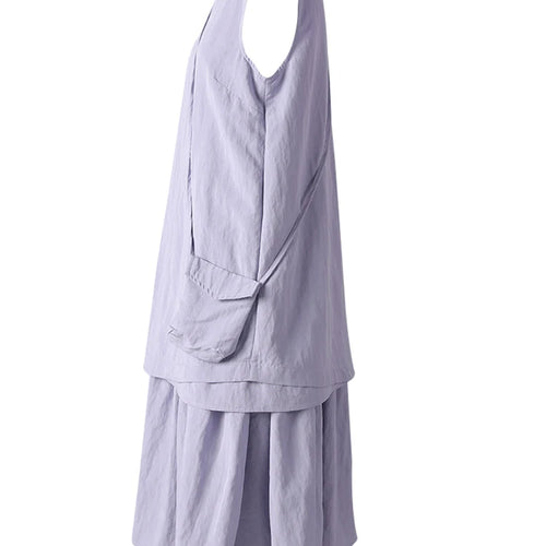 Load image into Gallery viewer, Women Light Purple Irregular Spliced Big Size Vest Dress New Round Neck Sleeveless Fashion Tide Spring Summer 2025 CPG3083
