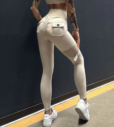 Nylon Belt Yoga Pants Gym Scrunch Fitness Yoga Pant Sports Gym Lift Hip Hight Waist Mesh Legging Running Workout Pants