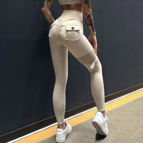 Load image into Gallery viewer, Nylon Belt Yoga Pants Gym Scrunch Fitness Yoga Pant Sports Gym Lift Hip Hight Waist Mesh Legging Running Workout Pants
