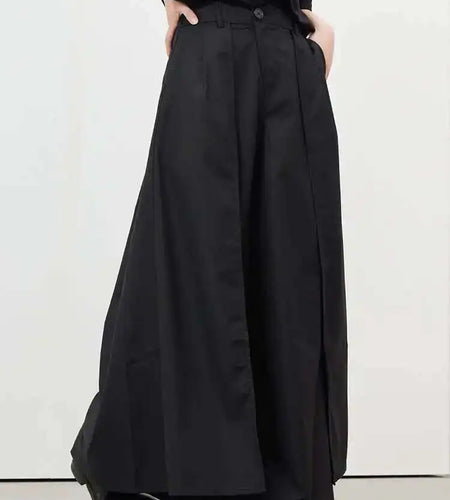 Women Black Pleated Long Elegant Wide Leg Pants High Waist New Loose Fit Trousers Fashion Tide Spring Autumn 2025 1DF9092