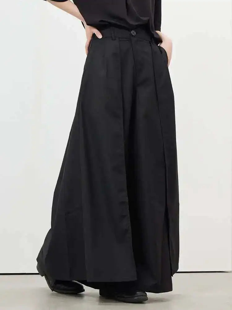 Women Black Pleated Long Elegant Wide Leg Pants High Waist New Loose Fit Trousers Fashion Tide Spring Autumn 2025 1DF9092
