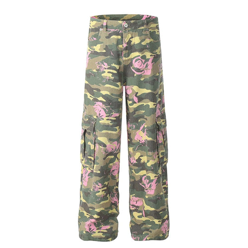 Load image into Gallery viewer, Camouflage Men's Cargo Pants Folar Printing Loose New American Style Straight Male Fashion Causal Trousers Summer 9W1958
