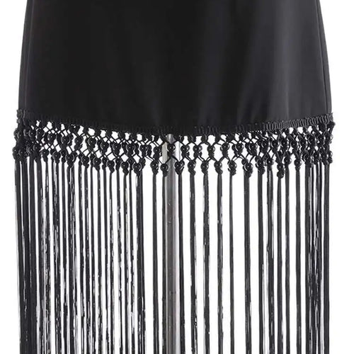 Load image into Gallery viewer, High Waist Black White Nailed Tassels Elegant A-line Half-body Skirt Women Fashion Tide New Spring Autumn 2025 1DH9909
