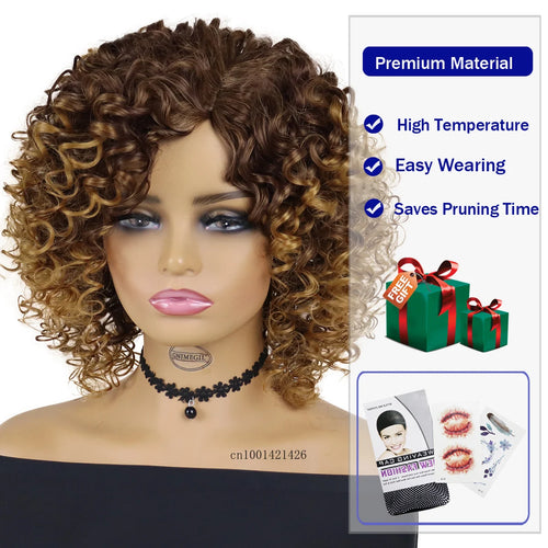 Load image into Gallery viewer, Synthetic Curly Wigs for Women Water Wave Afro Wigs with Side Bangs Natural Hairstyles Daily Hair Replacement Wigs Good Looking
