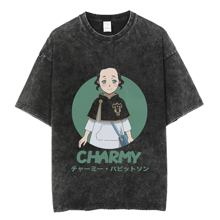 Vintage Washed Tshirts Anime T Shirt Harajuku Oversize Tee Cotton fashion Streetwear unisex top v1