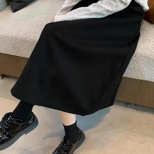 Load image into Gallery viewer, Autumn Winter Black Oversized Woolen Long Skirt Women Korean Fashion Ladies Brown High Waist Pleated Skirt Casual Streetwear new
