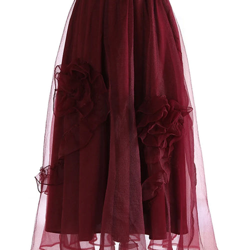 Load image into Gallery viewer, High Elastic Waist Khaki Three-dimensional Flower Mesh Half-body Skirt Women Fashion Tide New Spring Autumn 20251DJ0912
