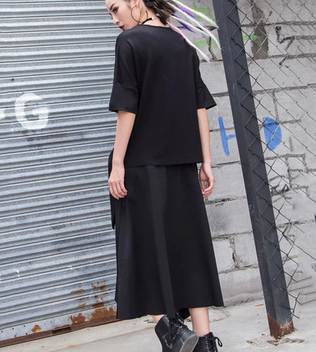 Women White Irregular Bandage Big Size T-shirt New Round Neck Short Sleeve Fashion Tide Spring Summer 2025  1DJ1767